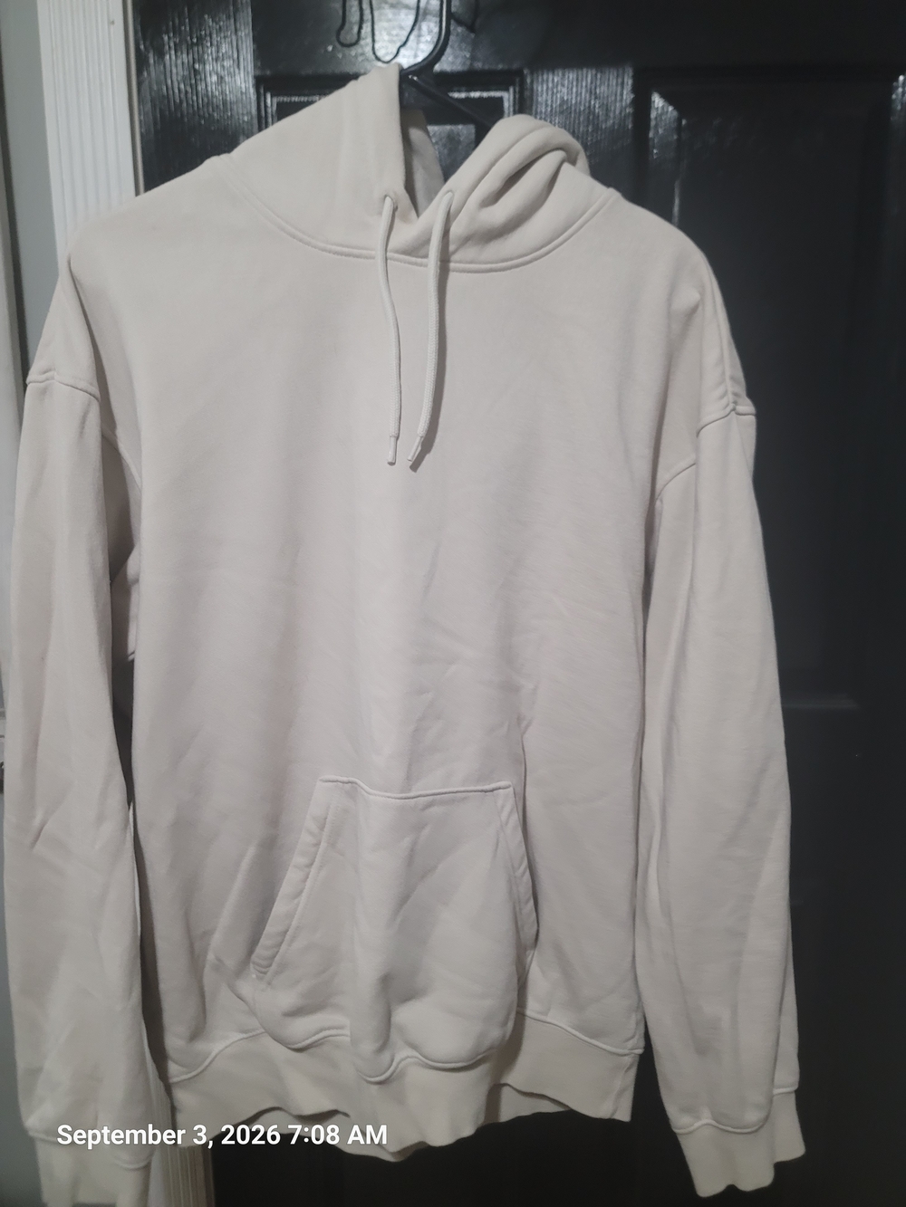 H&M Cream Pullover Hoodie with Kangaroo Pocket